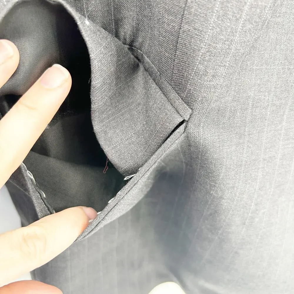 Lauren Ralph Lauren Mens Business Formal Pinstripe 100% Wool Blazer‎ 44R Gray